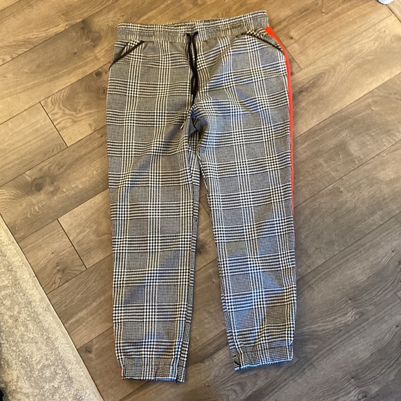 David Lerner x Evereve Slim Track Jogger with Trim Size XL Plaid Red Stripe L3 - Picture 7 of 9